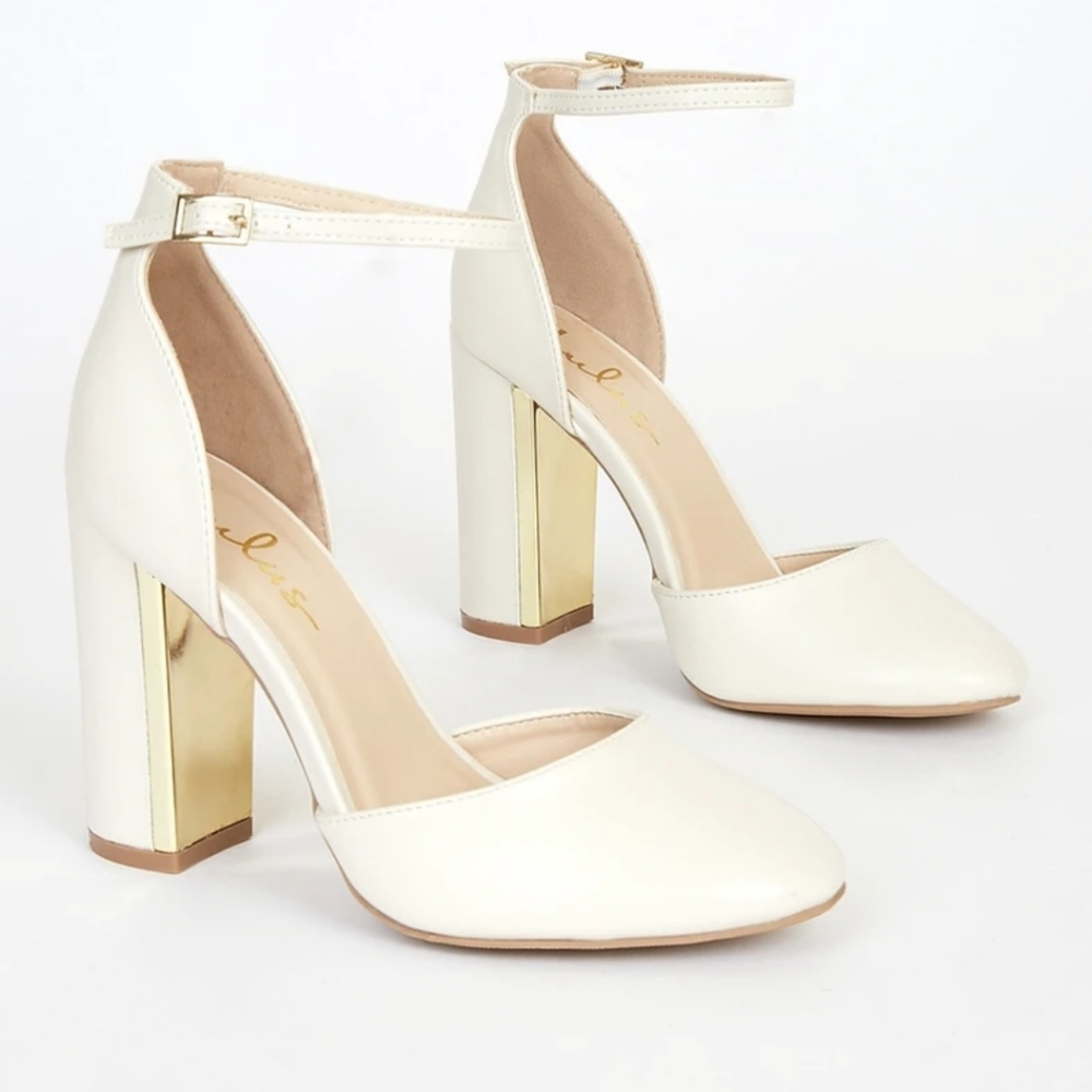 Laura Off White Ankle Strap Heels